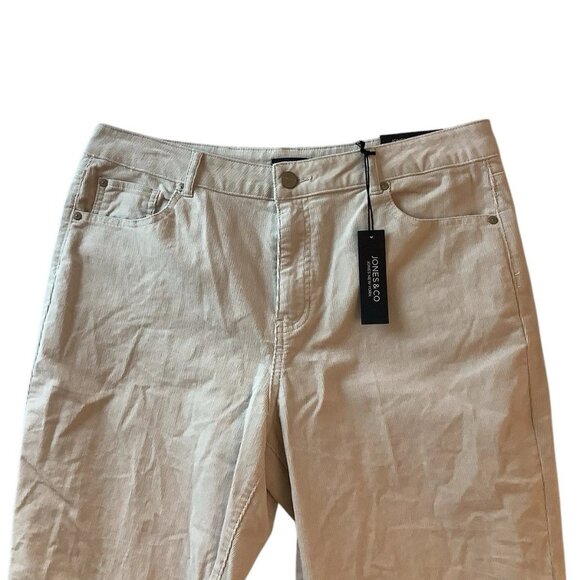 NWT Jones New York Ivory Corduroy Jeans Straight Leg High Waist Size 16 - Picture 4 of 10